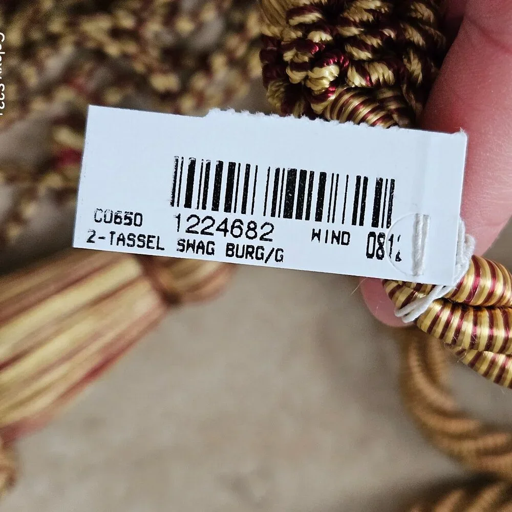 RARE LUXURY ITALIAN BURGUNDY RED GOLD CURTAIN TASSEL TIE BACK PULL SWAG FRINGE